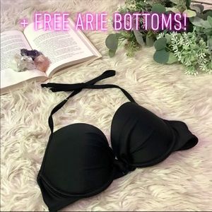 Aerie Black Padded Swim Top + FREE ARIE BOTTOMS!